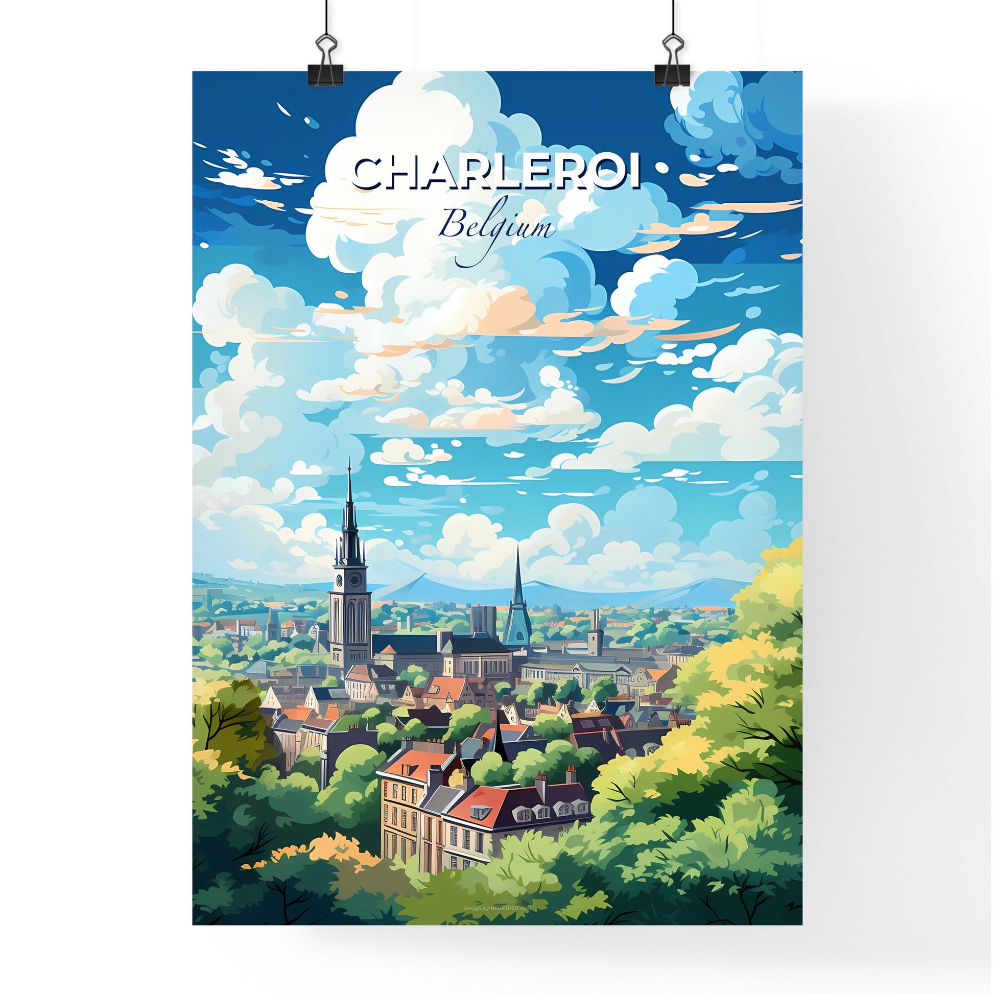 Charleroi Belgium Skyline - A City Landscape With Trees And Blue Sky - Customizable Travel Gift Default Title