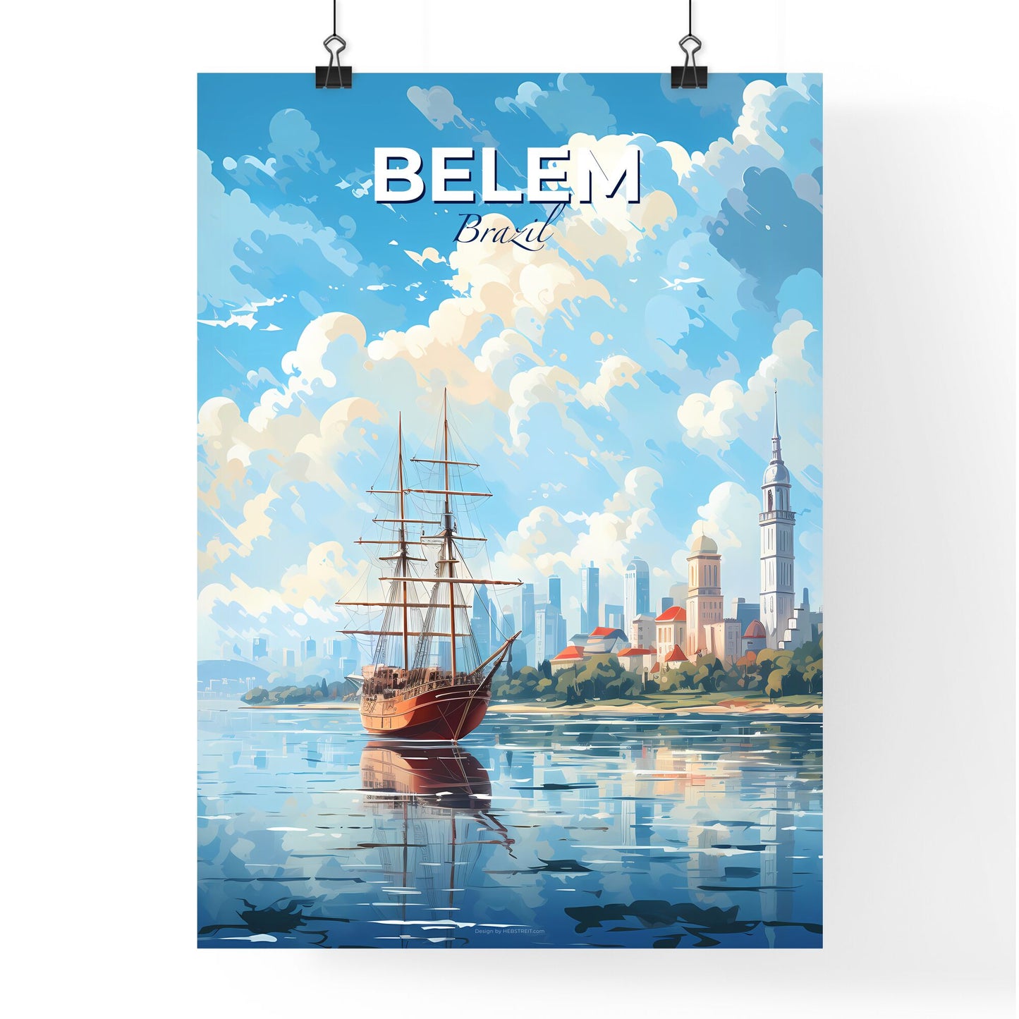Belem Brazil Skyline - A Sailboat On The Water - Customizable Travel Gift Default Title