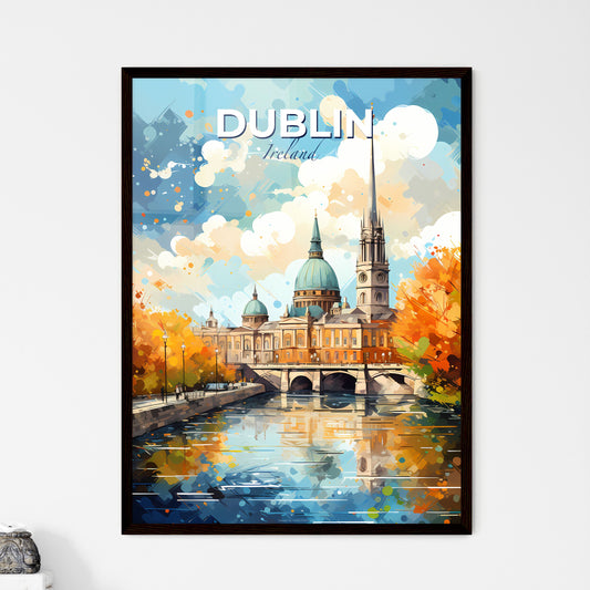 Dublin Ireland Skyline - A Water Canal With A Building And Trees - Customizable Travel Gift Default Title