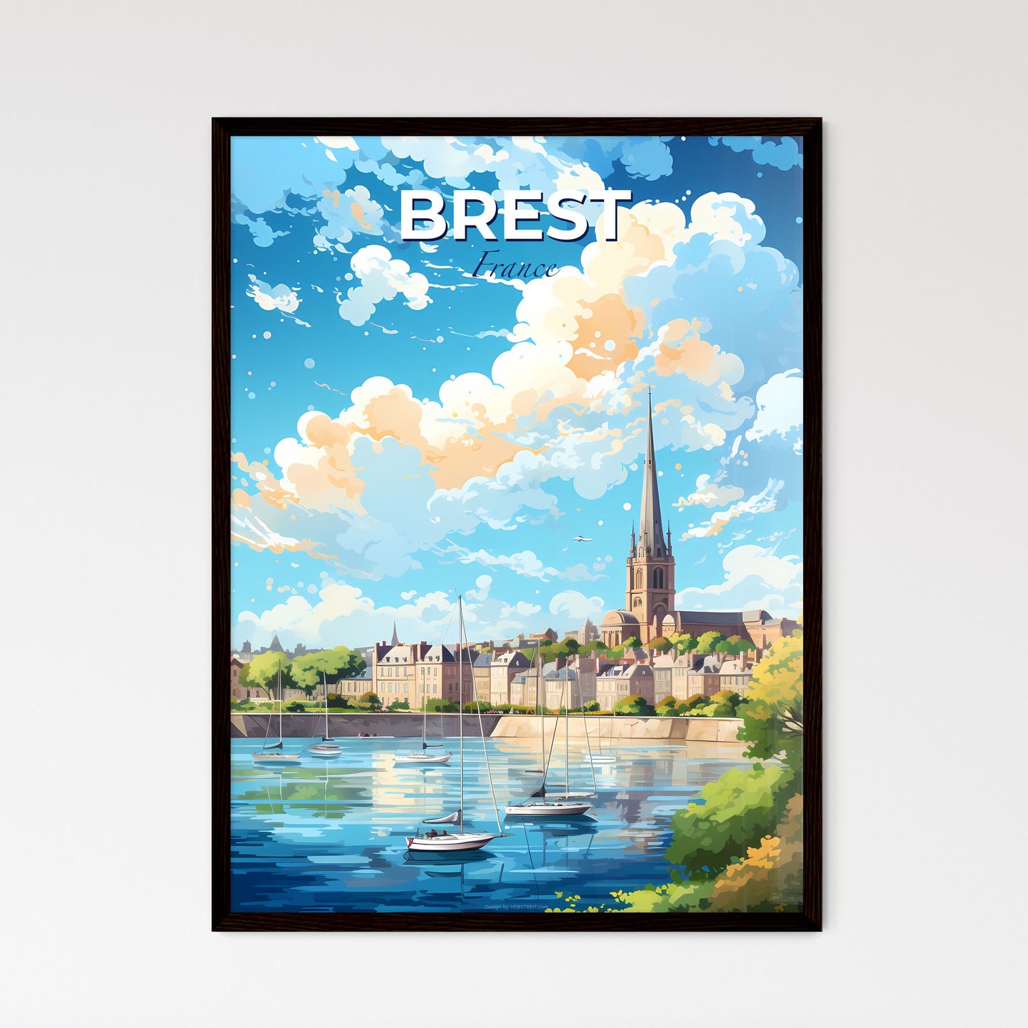 Brest France Skyline - A Water Body With Boats And Buildings In The Background - Customizable Travel Gift Default Title