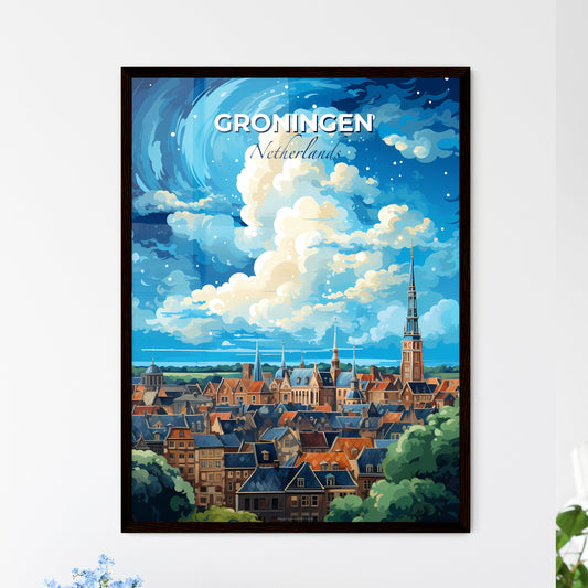 Groningen Netherlands Skyline - A City With A Tower And Trees - Customizable Travel Gift Default Title