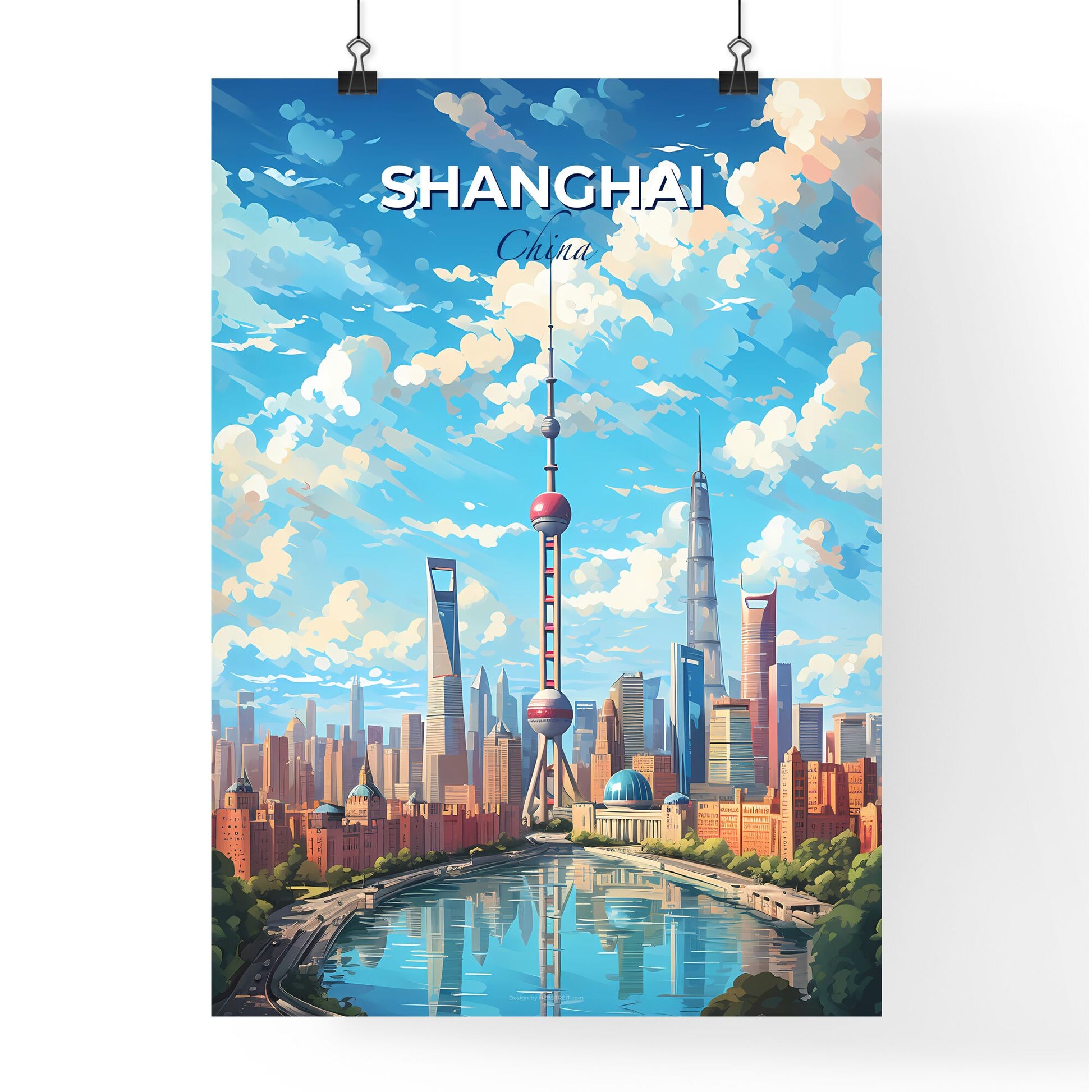 Shanghai China Skyline - A City With A Tall Tower And A River - Customizable Travel Gift Default Title