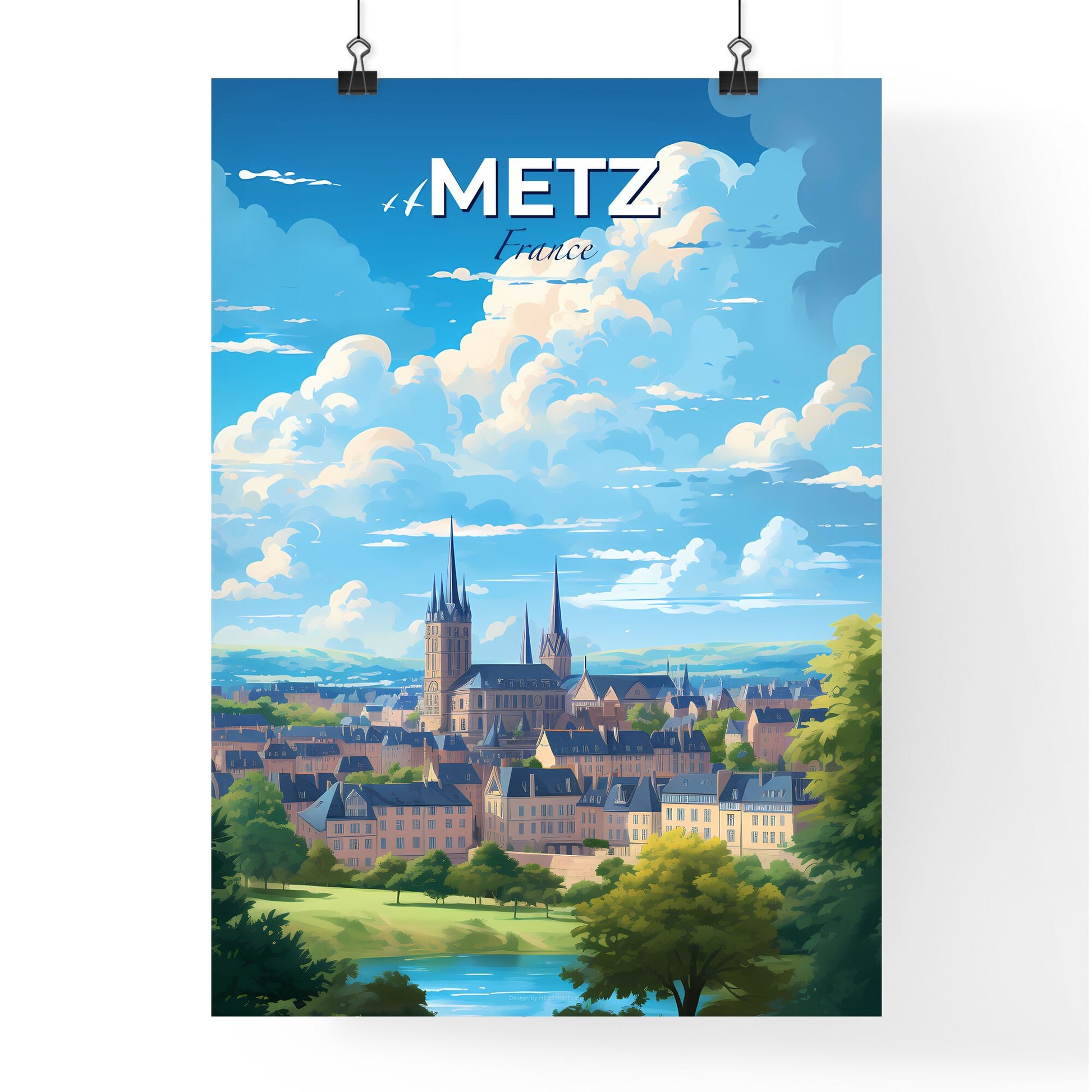 Metz France Skyline - A City With Towers And Trees - Customizable Travel Gift Default Title