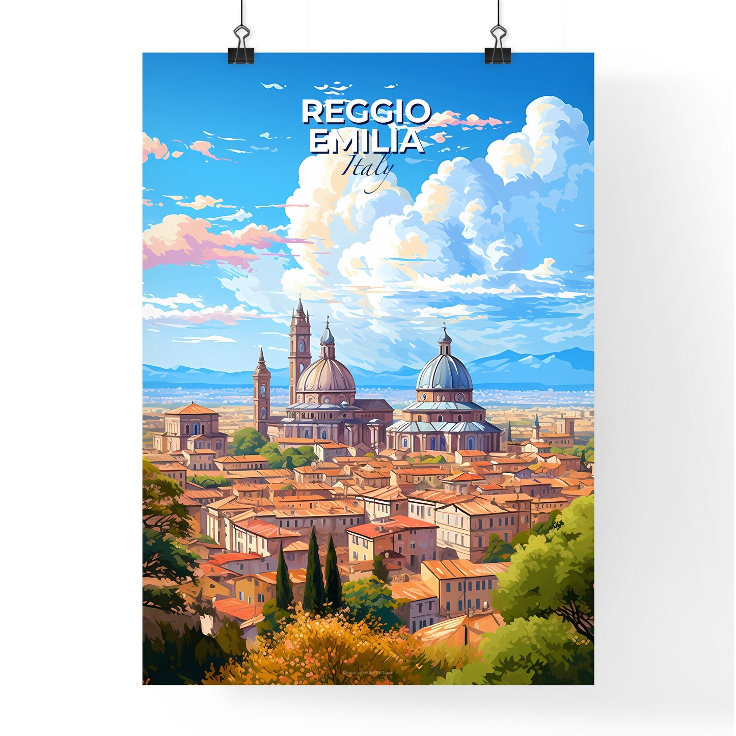Reggio Emilia Italy Skyline - A City With A Dome Shaped Building - Customizable Travel Gift Default Title