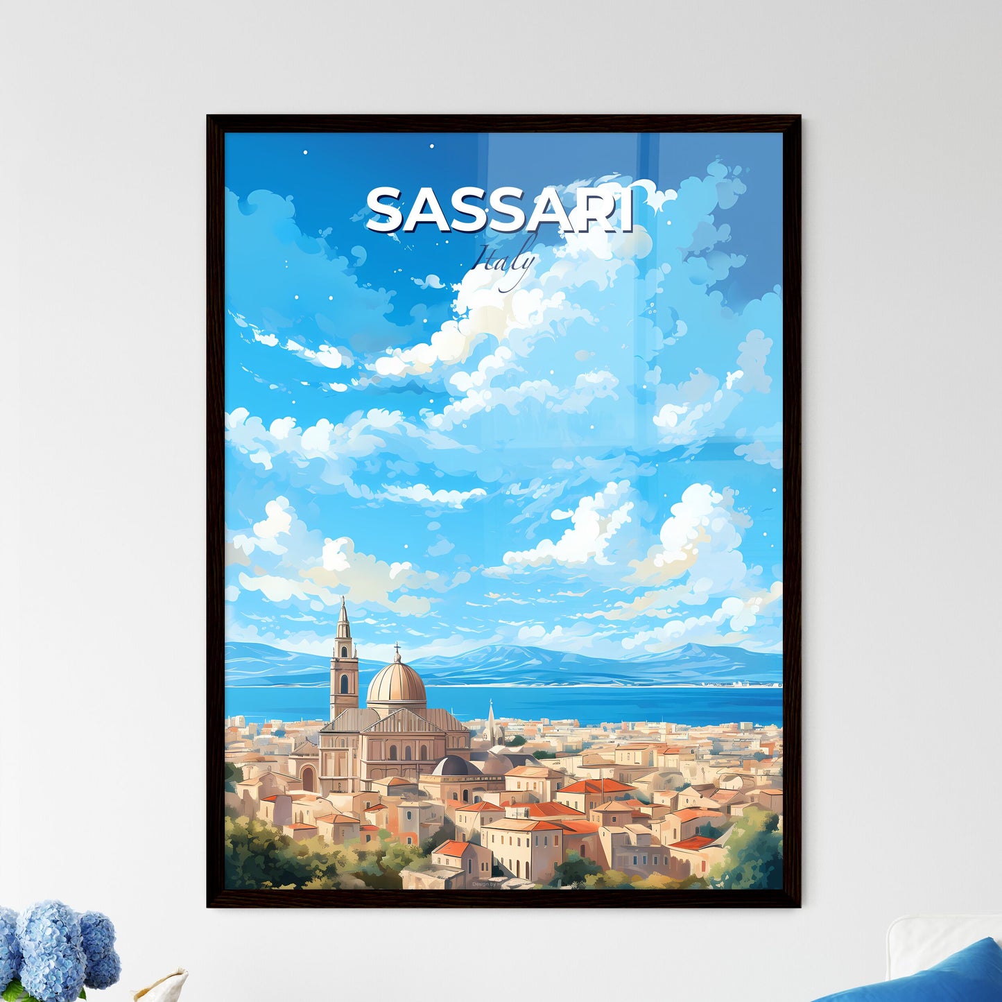 Sassari Italy Skyline - A City With A Tower And A Body Of Water - Customizable Travel Gift Default Title