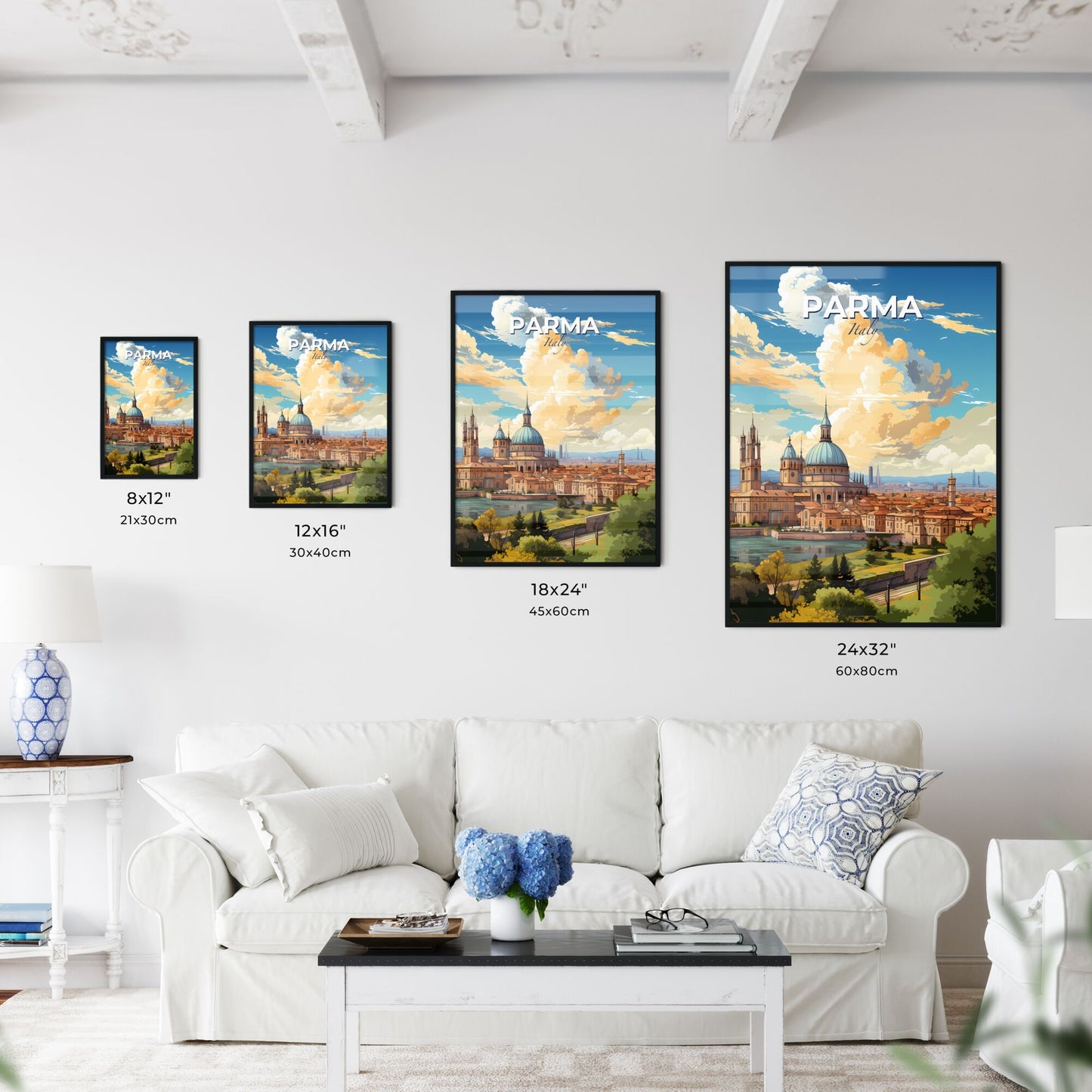 Parma Italy Skyline - A City With A Blue Dome And Towers - Customizable Travel Gift Default Title