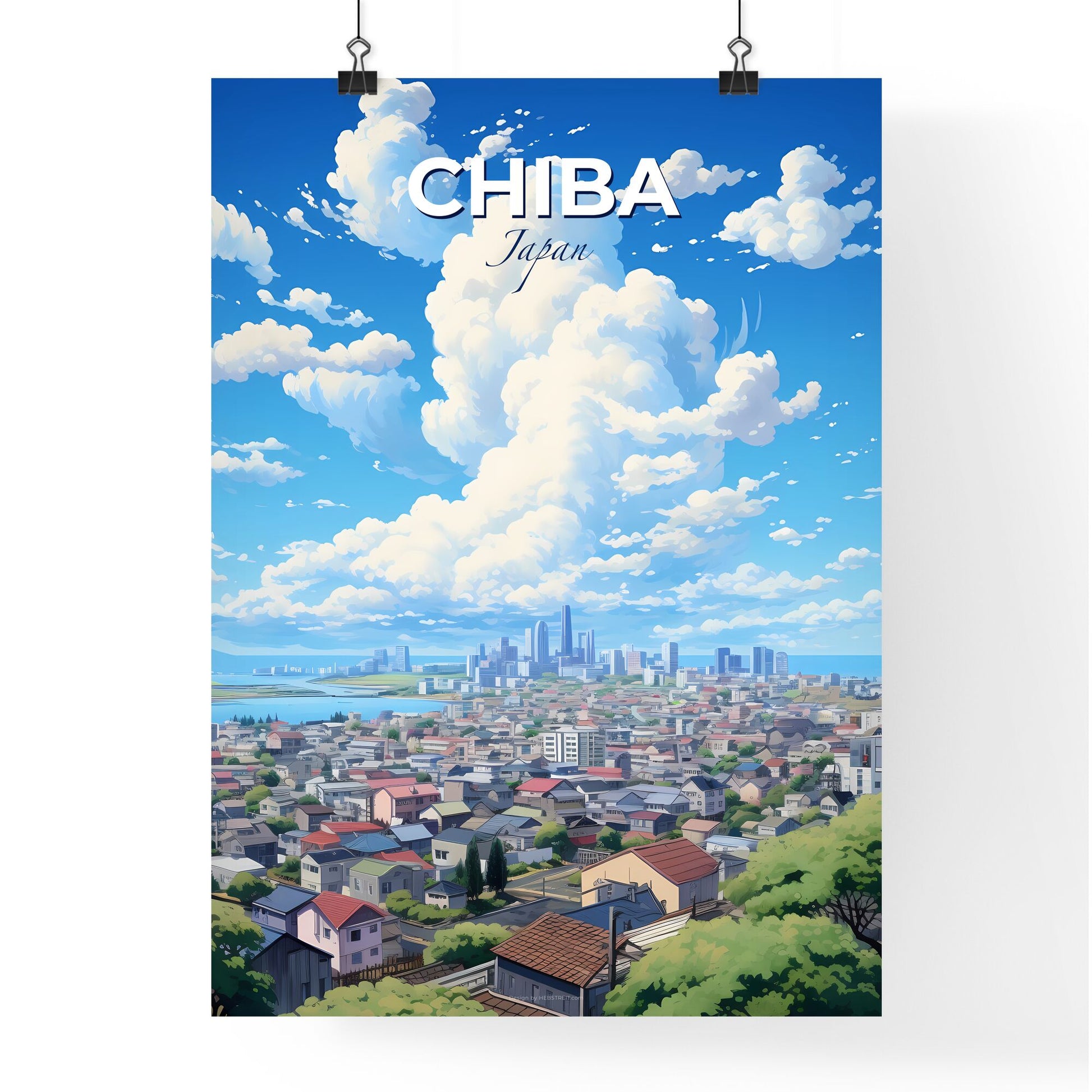 Chiba Japan Skyline - A City With Buildings And Trees And A Body Of Water - Customizable Travel Gift Default Title