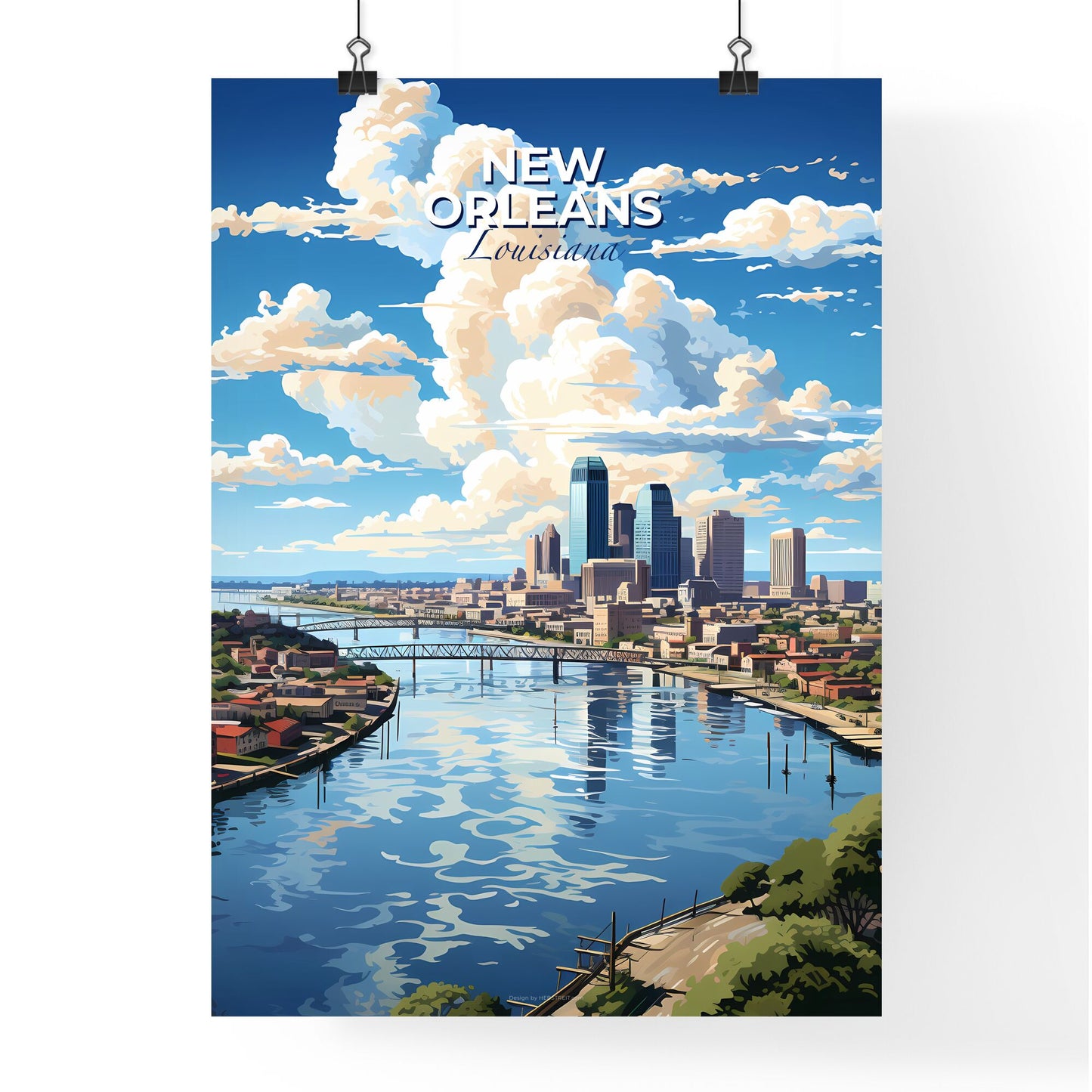 New Orleans Louisiana Skyline - A City Next To A River - Customizable Travel Gift Default Title