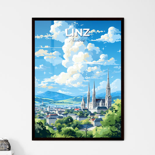 Linz Austria Skyline - A City With A Large Building And Trees - Customizable Travel Gift Default Title