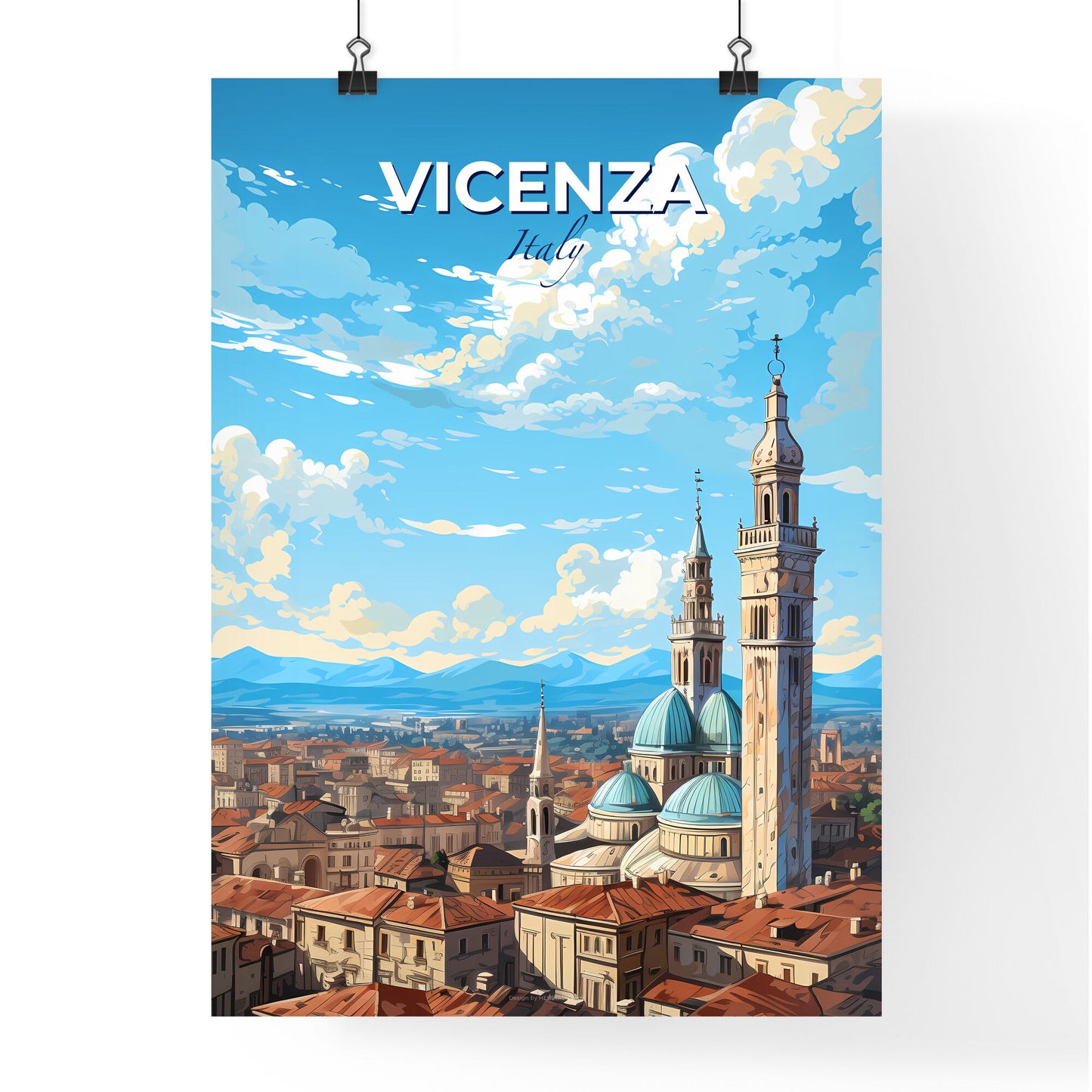 Vicenza Italy Skyline - A Large Building With Towers And A Steeple - Customizable Travel Gift Default Title