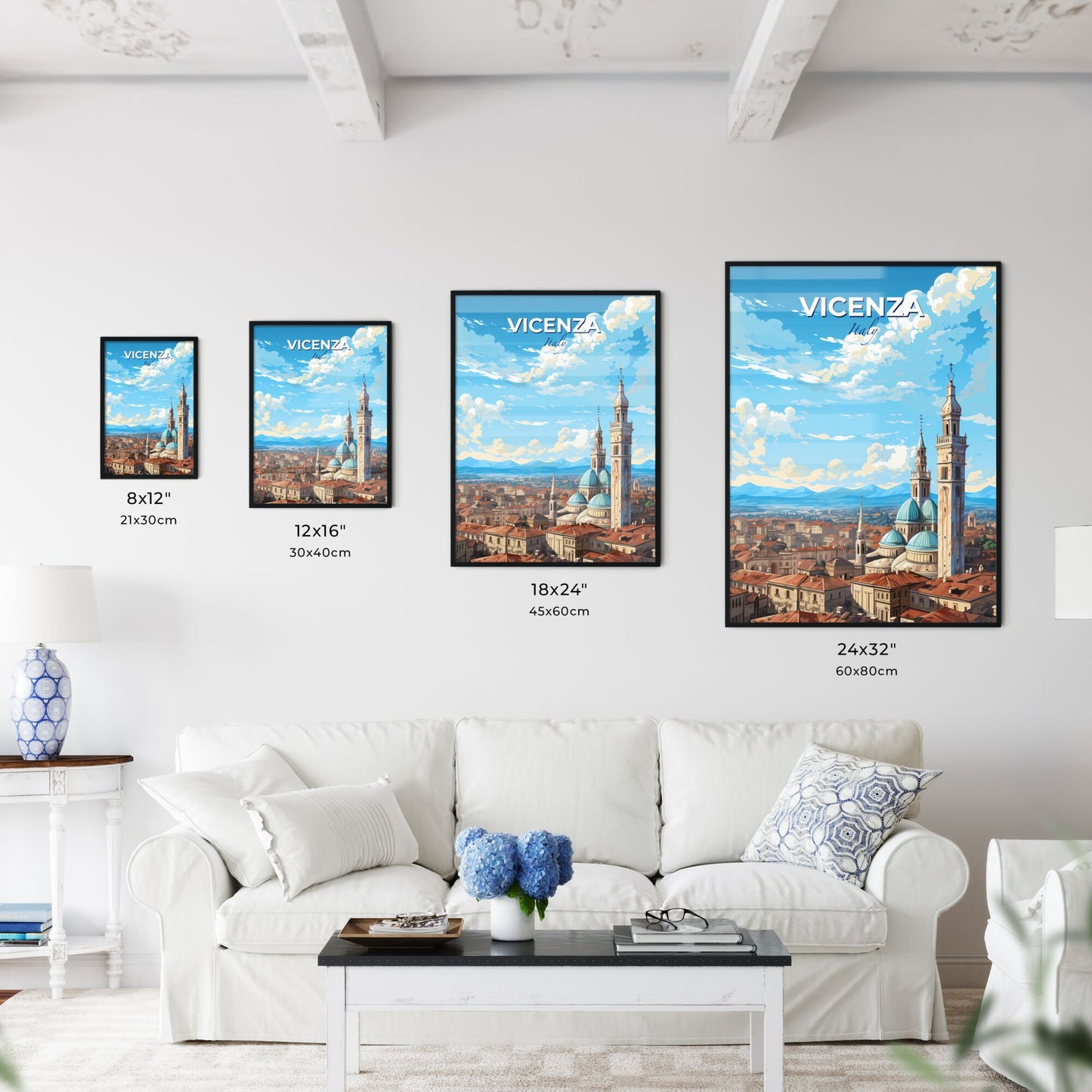 Vicenza Italy Skyline - A Large Building With Towers And A Steeple - Customizable Travel Gift Default Title