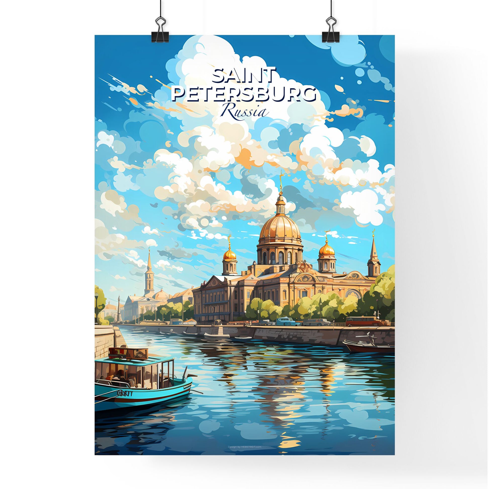 Saint Petersburg Russia Skyline - A Water Next To A Building - Customizable Travel Gift Default Title