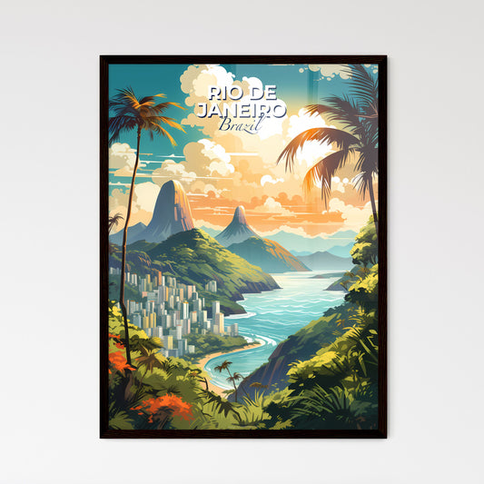 Rio de Janeiro Brazil Skyline - A Landscape Of A Tropical Beach With Palm Trees And Buildings - Customizable Travel Gift Default Title