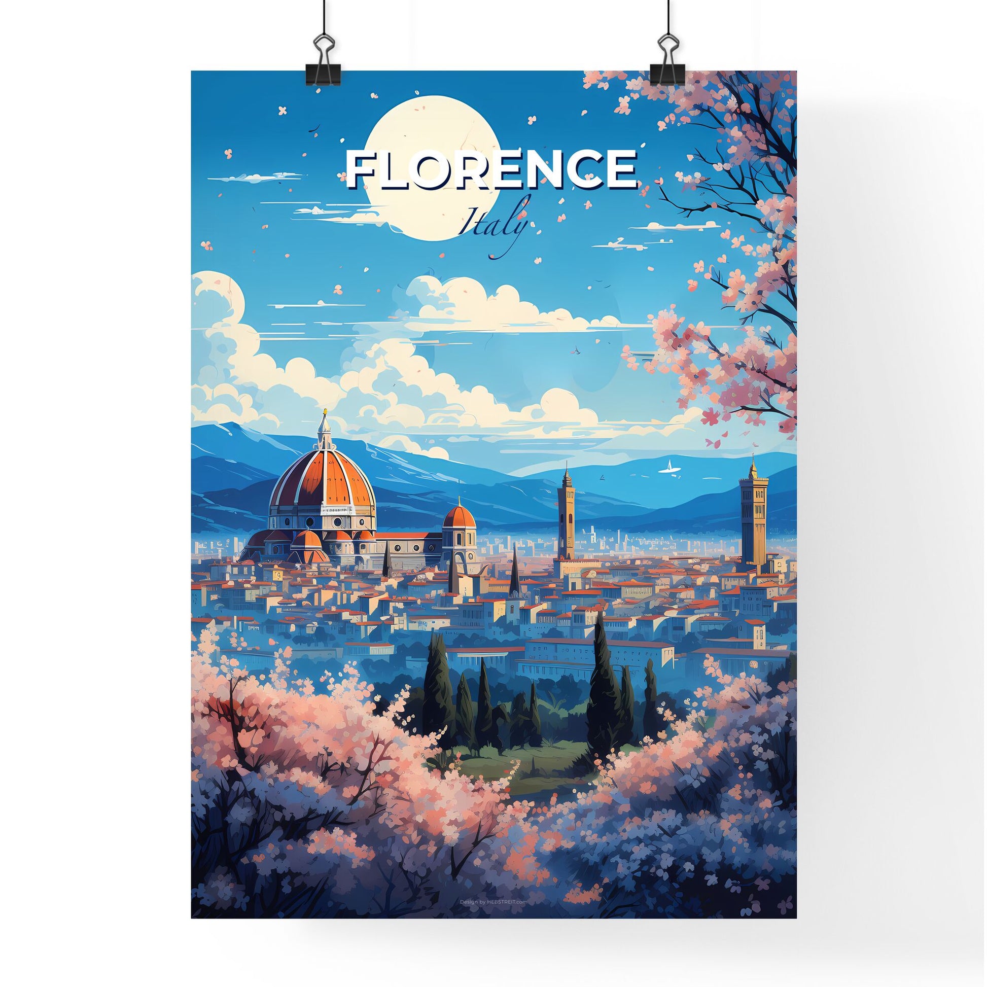Florence Italy Skyline - A City With A Dome And Trees In Front Of It - Customizable Travel Gift Default Title