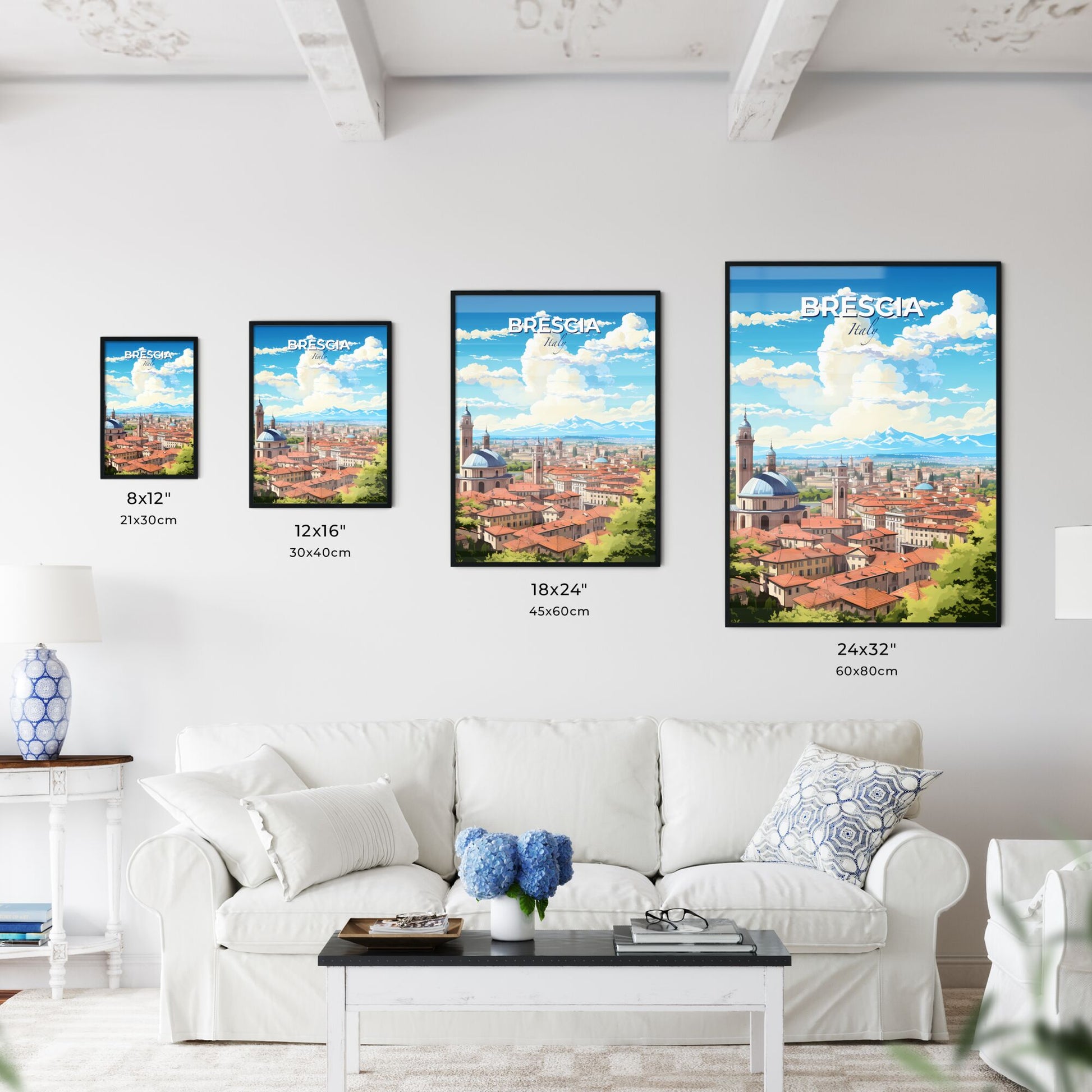 Brescia Italy Skyline - A City With Many Buildings And Trees - Customizable Travel Gift Default Title