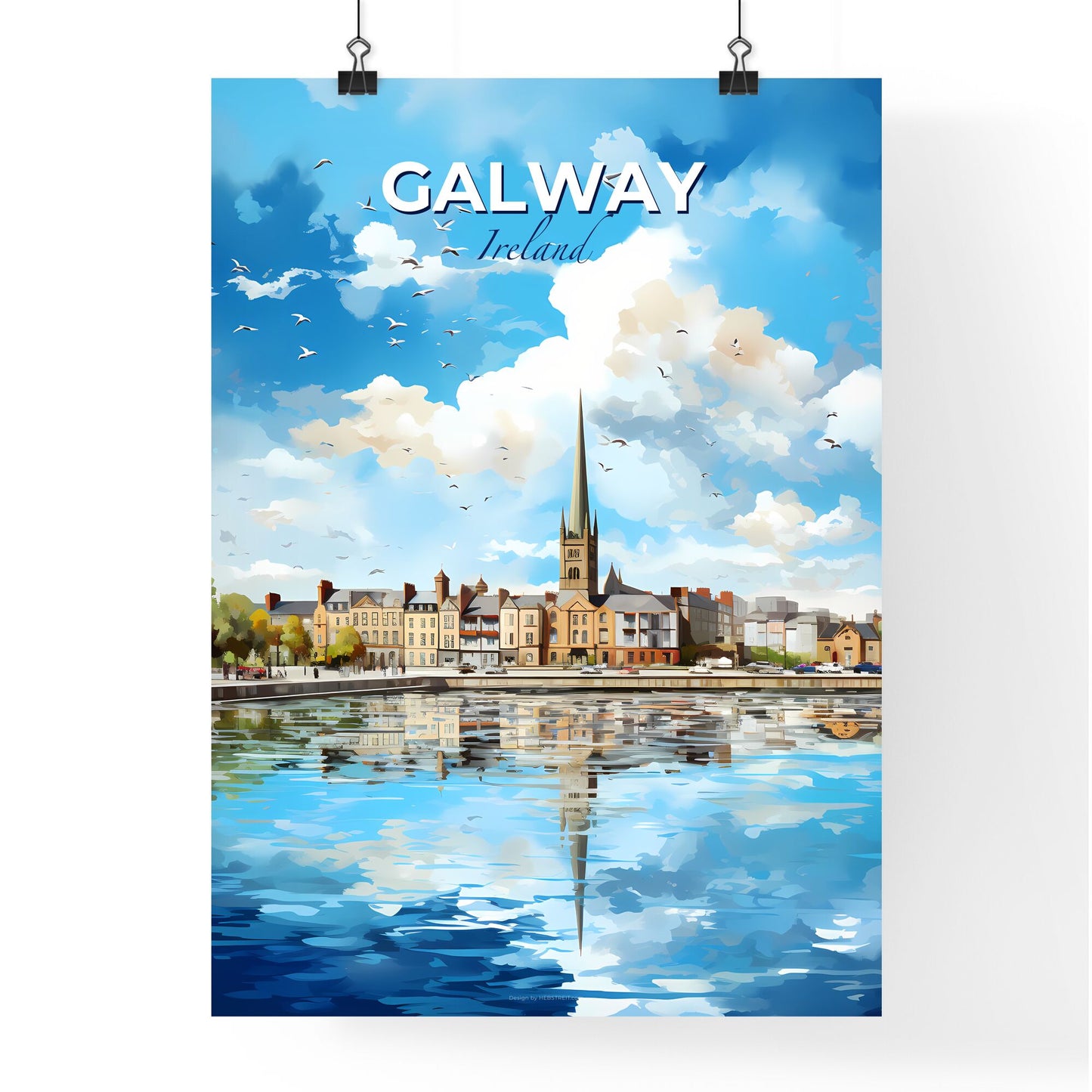 Galway Ireland Skyline - A Water Body With A Body Of Water And A Building With A Tower - Customizable Travel Gift Default Title