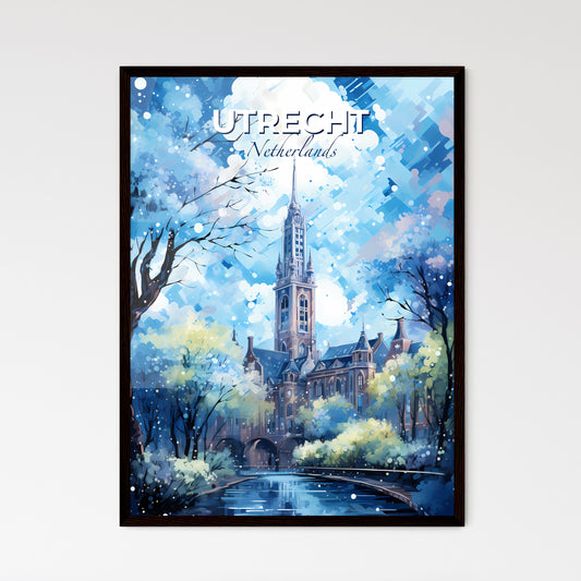 Utrecht Netherlands Skyline - A Painting Of A Building With Trees And A Tower - Customizable Travel Gift Default Title