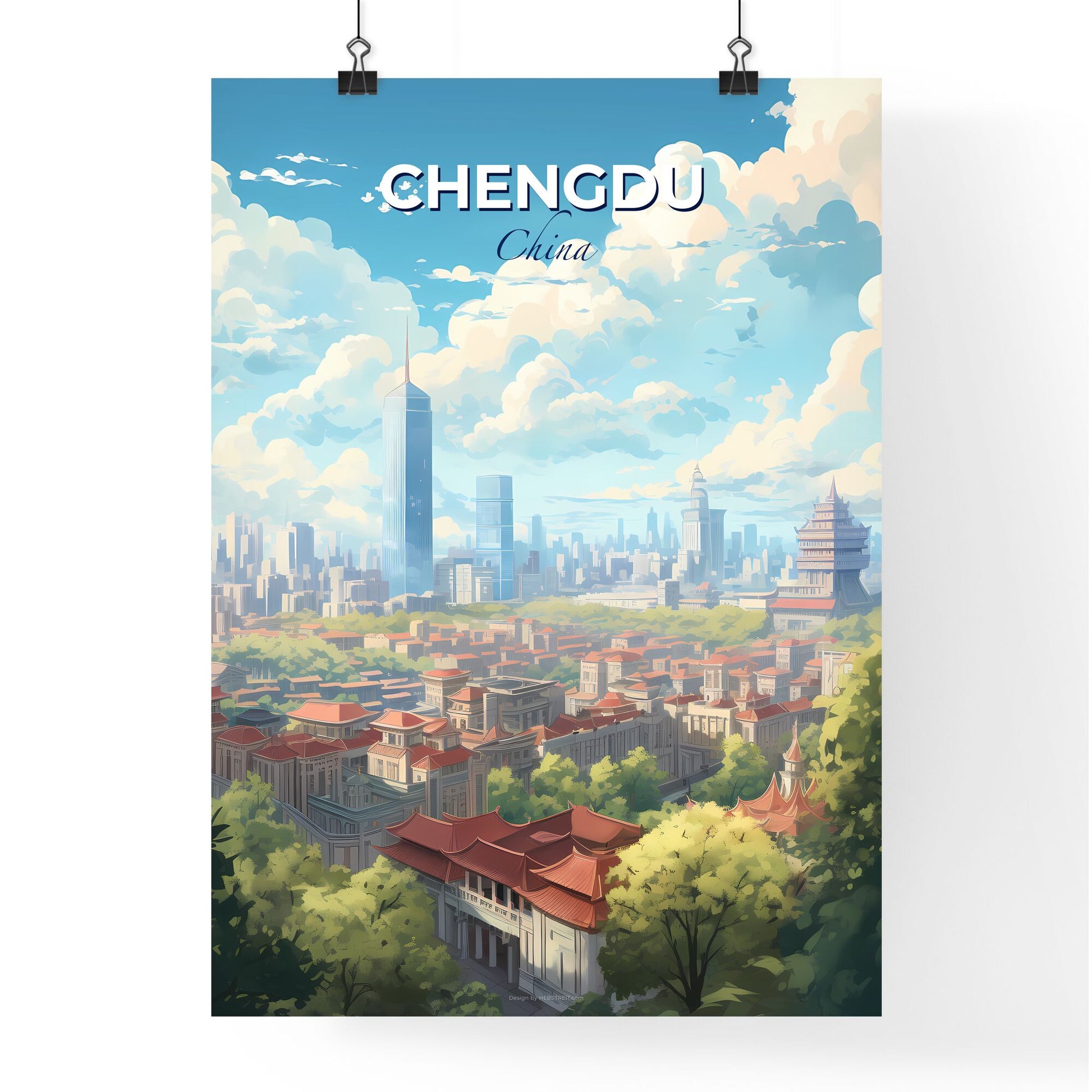 Chengdu China Skyline - A City With Many Buildings And Trees - Customizable Travel Gift Default Title