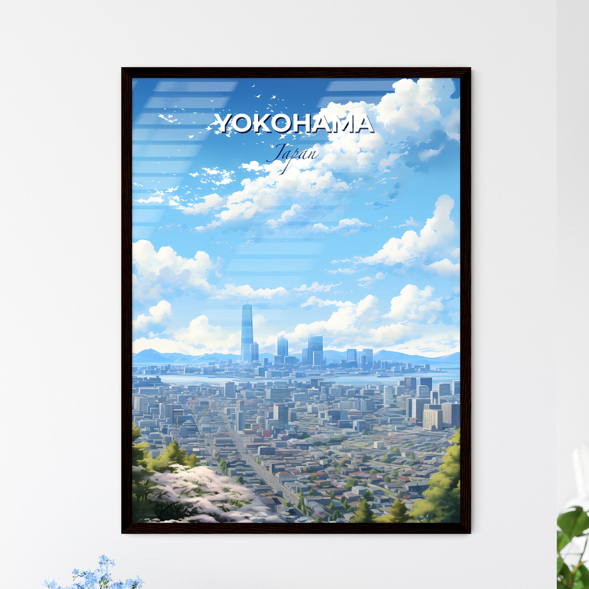 Yokohama Japan Skyline - A Cityscape With Trees And Blue Sky - Customizable Travel Gift Default Title