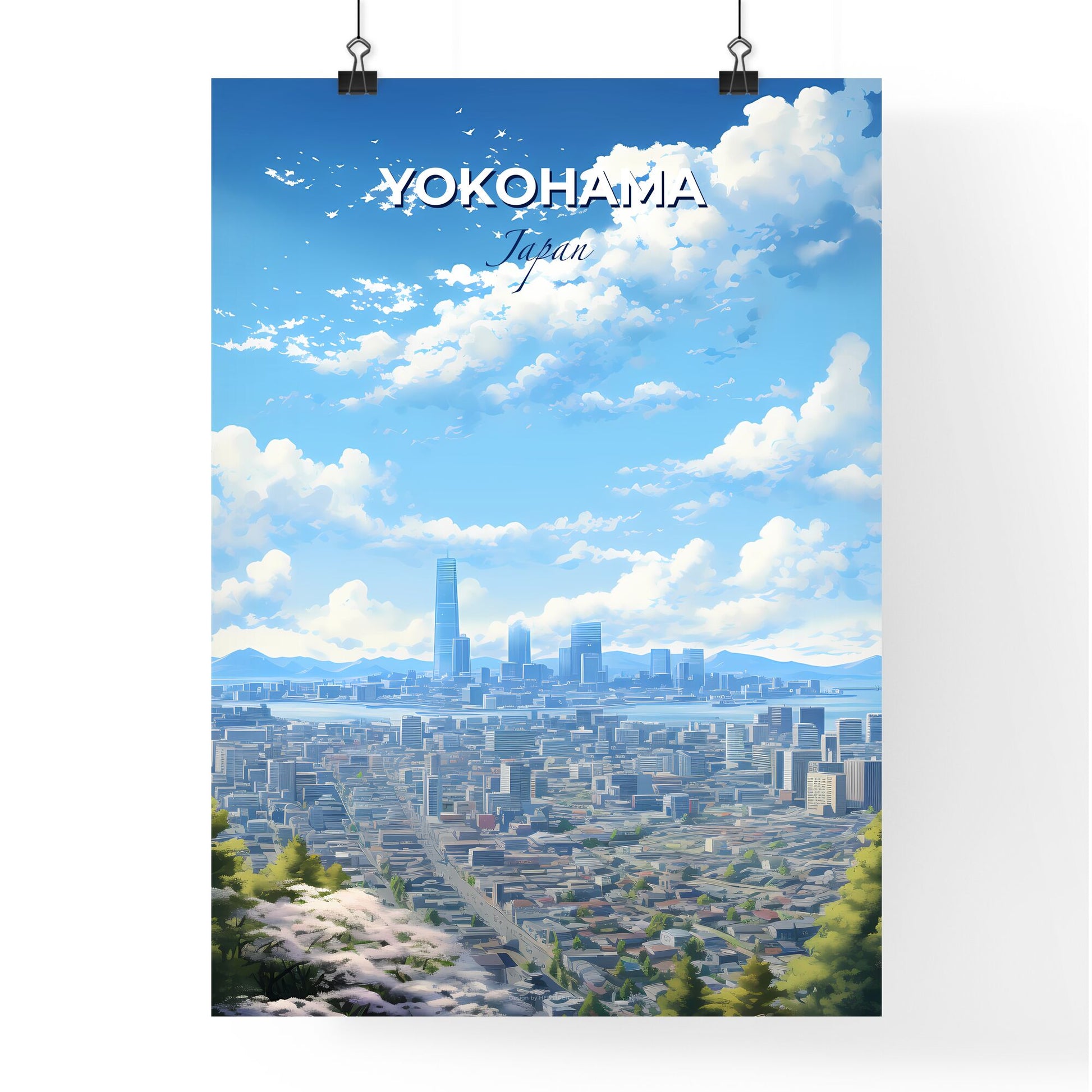 Yokohama Japan Skyline - A Cityscape With Trees And Blue Sky - Customizable Travel Gift Default Title