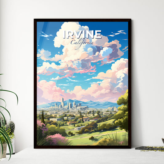 Irvine California Skyline - A Landscape Of A City With Trees And Mountains - Customizable Travel Gift Default Title