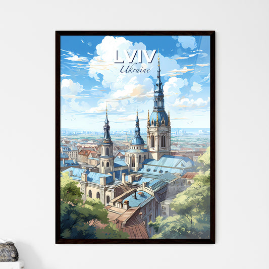 Lviv Ukraine Skyline - A Large Building With Blue Roofs And Towers - Customizable Travel Gift Default Title