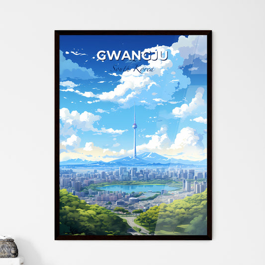 Gwangju South Korea Skyline - A City Landscape With A Tall Tower And A Lake - Customizable Travel Gift Default Title
