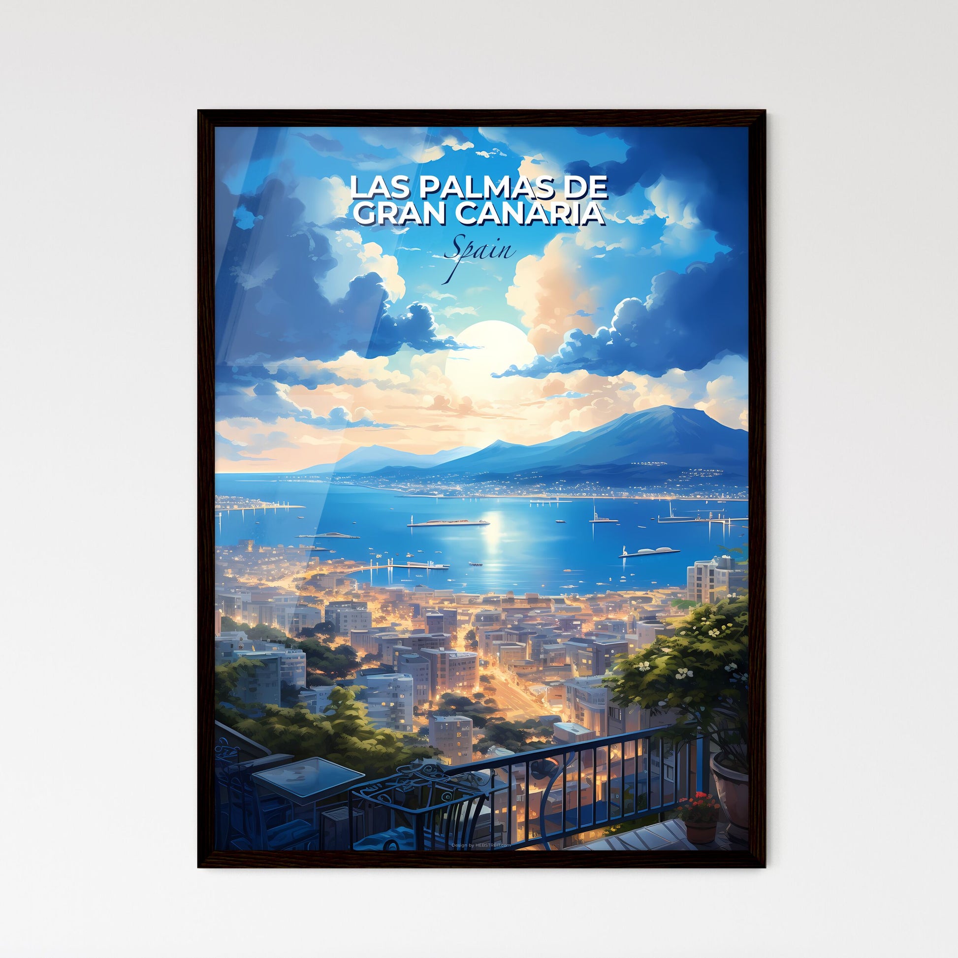 Las Palmas de Gran Canaria Spain Skyline - A Cityscape With A Body Of Water And Mountains - Customizable Travel Gift Default Title
