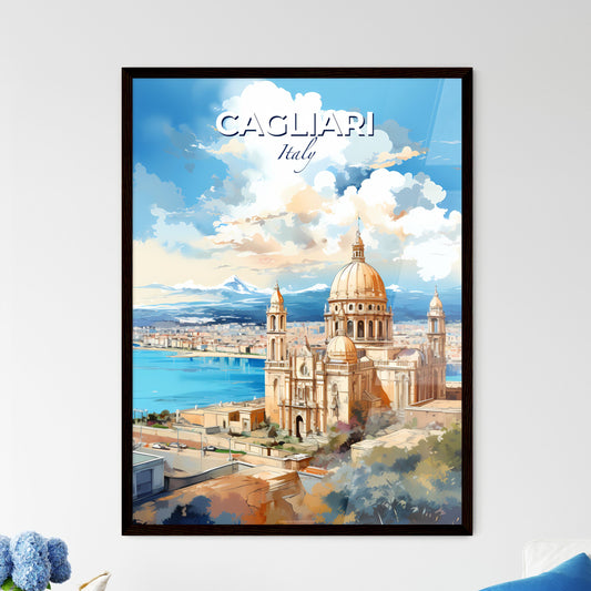 Cagliari Italy Skyline - A Large Building With A Dome And A Body Of Water - Customizable Travel Gift Default Title