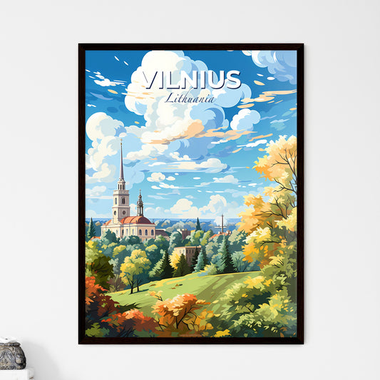 Vilnius Lithuania Skyline - A Landscape With Trees And A Building - Customizable Travel Gift Default Title