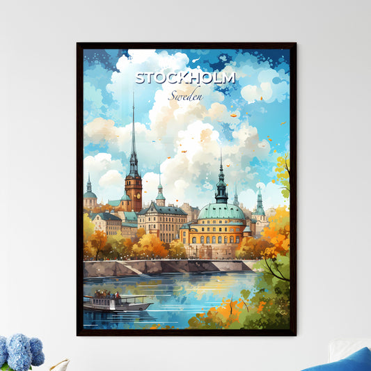 Stockholm Sweden Skyline - A City With A Boat On The Water - Customizable Travel Gift Default Title