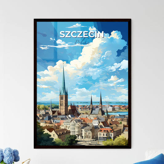 Szczecin Polska Skyline - A City With A Tall Tower And A Body Of Water - Customizable Travel Gift Default Title