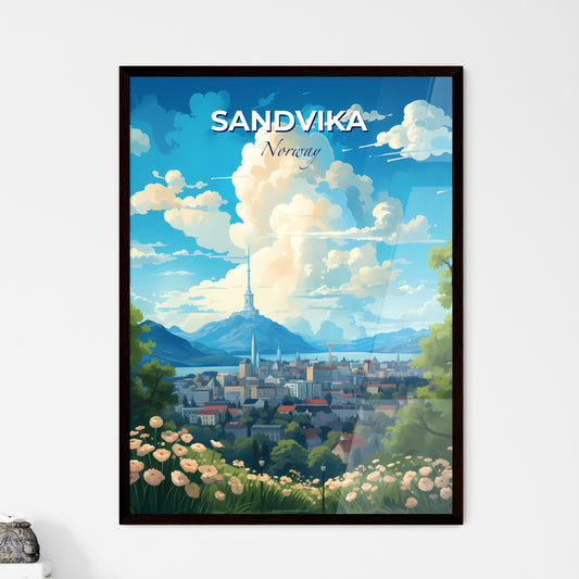 Sandvika Norway Skyline - A Landscape Of A City With A Tall Tower In The Distance - Customizable Travel Gift Default Title
