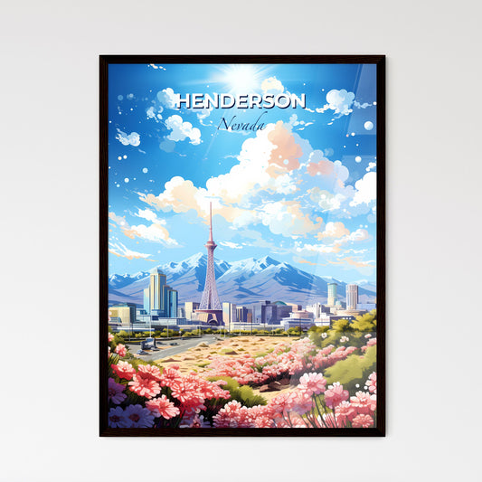 Henderson Nevada Skyline - A City Landscape With Mountains And Flowers - Customizable Travel Gift Default Title