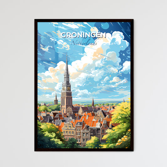 Groningen Netherlands Skyline - A City With A Clock Tower - Customizable Travel Gift Default Title