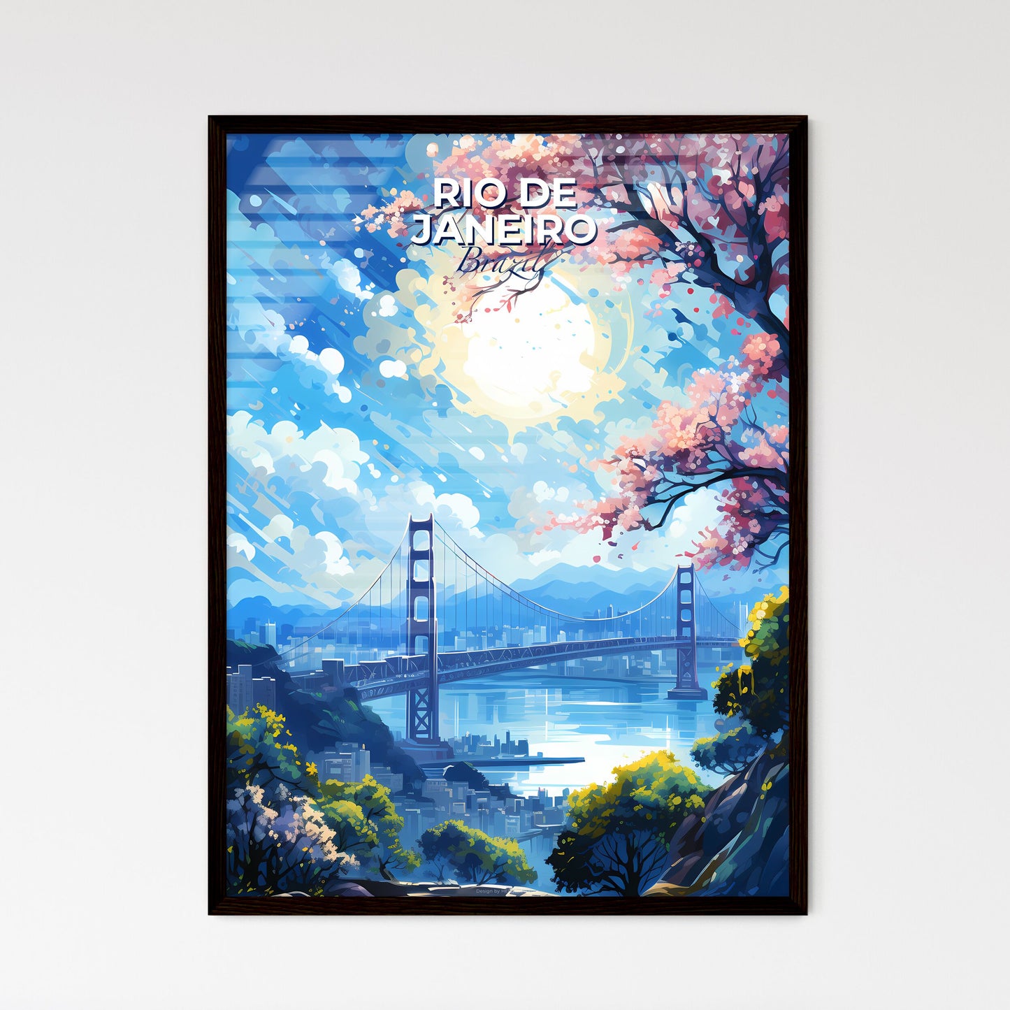 Rio de Janeiro Brazil Skyline - A Painting Of A Bridge Over Water - Customizable Travel Gift Default Title