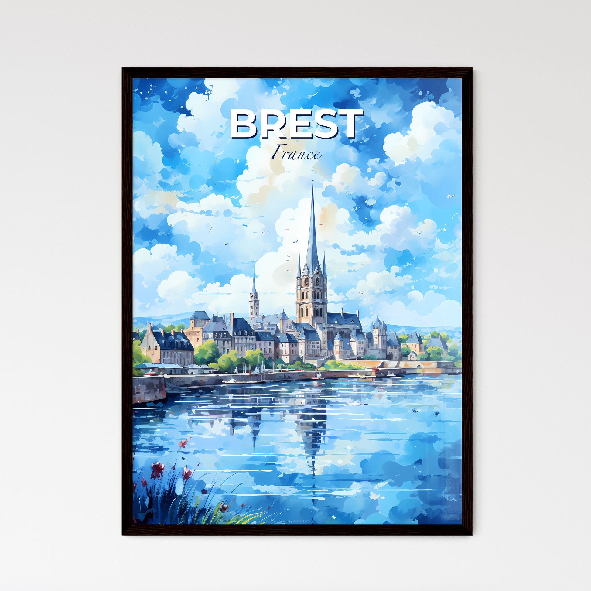 Brest France Skyline - A Watercolor Painting Of A Castle And A Lake - Customizable Travel Gift Default Title