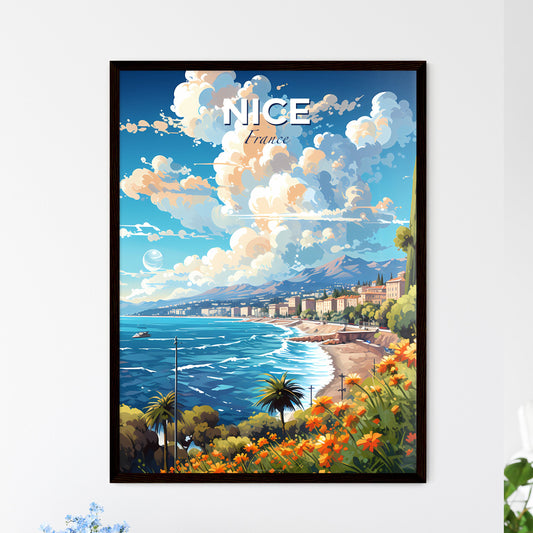 Nice France Skyline - A Beach With A Body Of Water And Buildings - Customizable Travel Gift Default Title