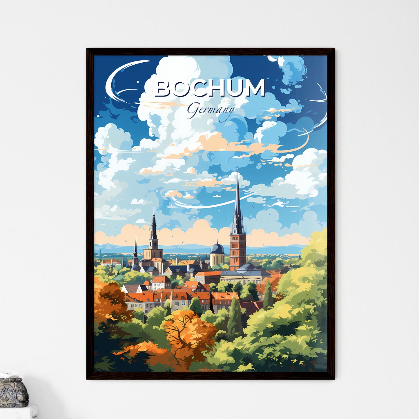 Bochum Germany Skyline - A City With Trees And Buildings - Customizable Travel Gift Default Title