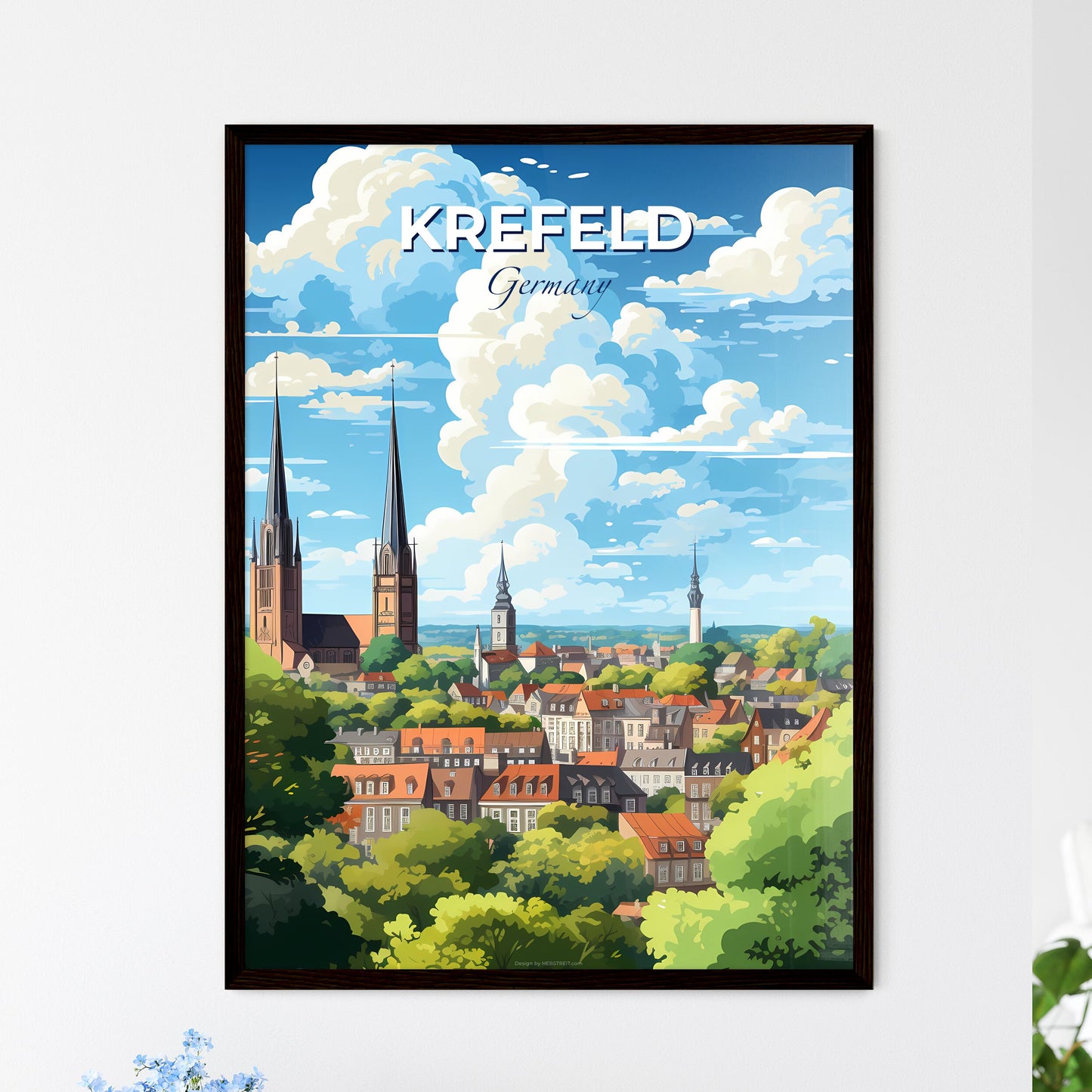 Krefeld Germany Skyline - A City With Towers And Trees - Customizable Travel Gift Default Title