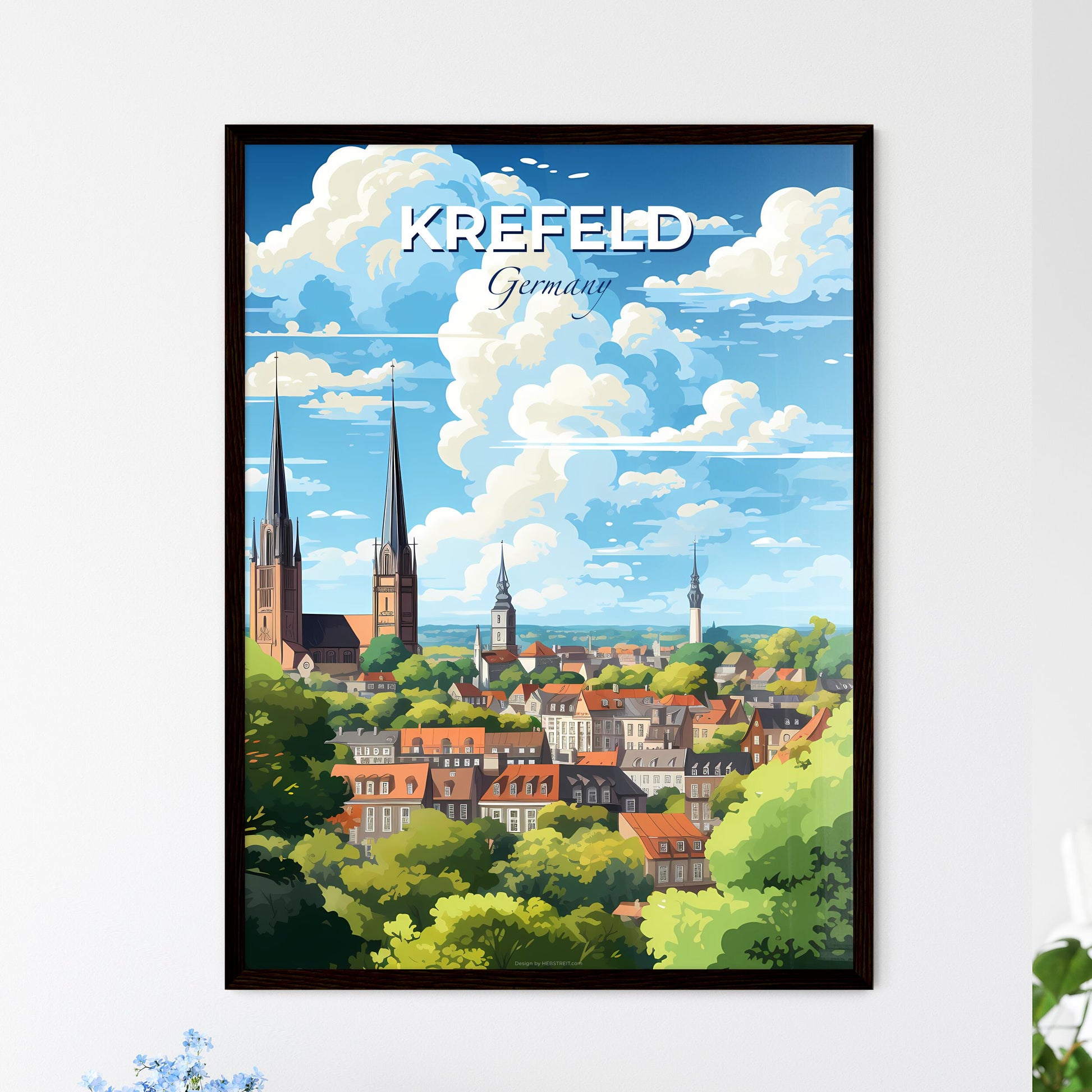 Krefeld Germany Skyline - A City With Towers And Trees - Customizable Travel Gift Default Title