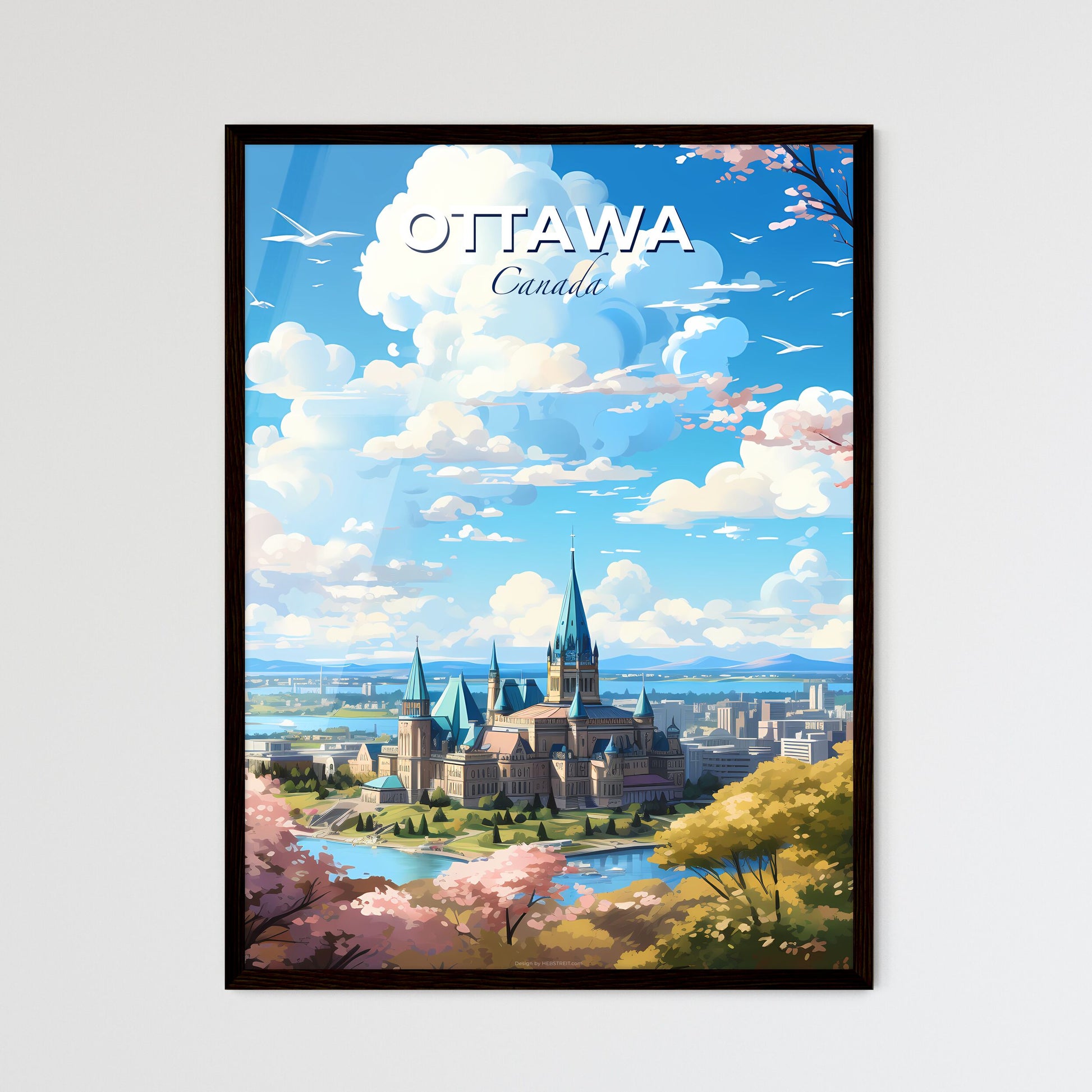 Ottawa Canada Skyline - A Castle With A River And Trees In The Background - Customizable Travel Gift Default Title