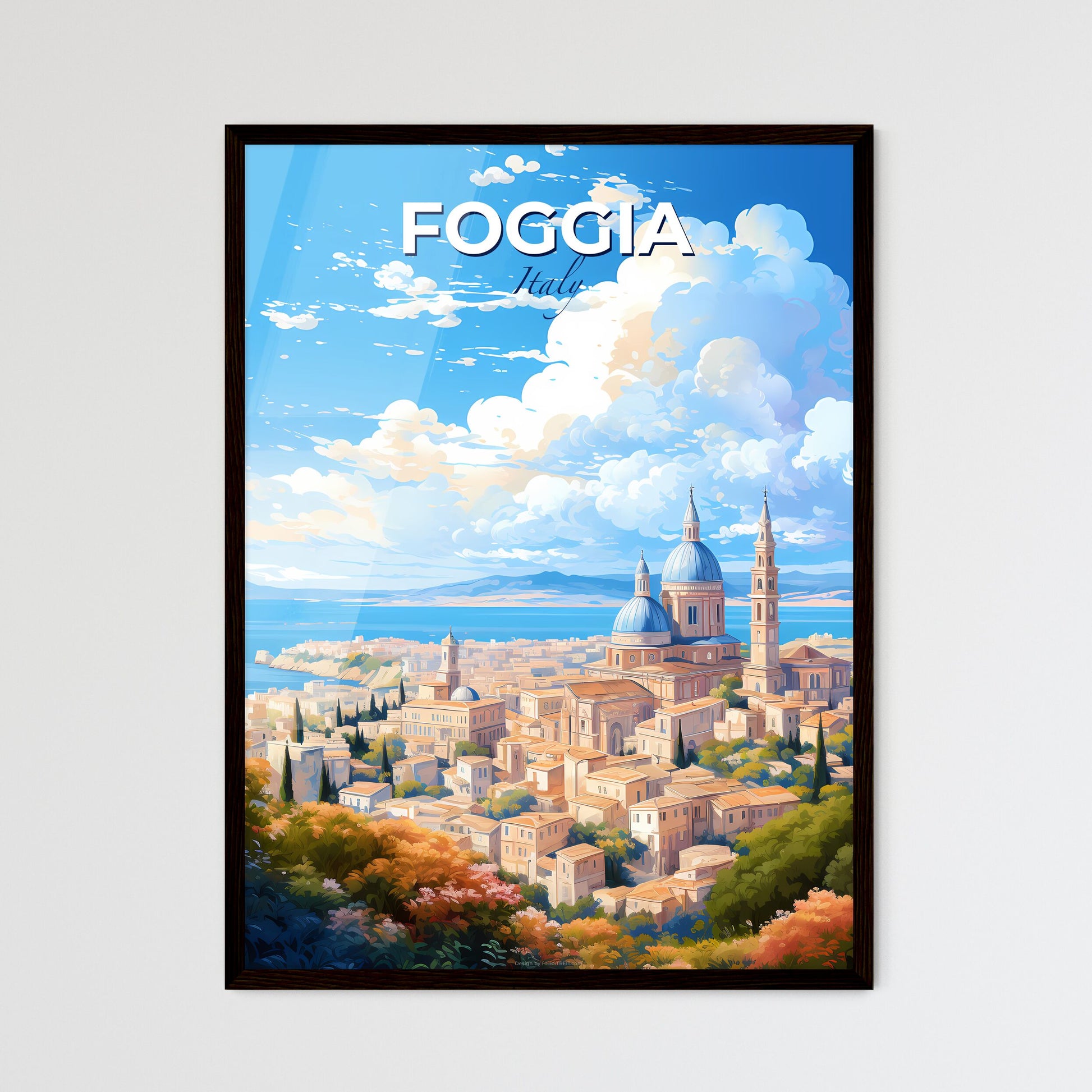 Foggia Italy Skyline - A City With A Blue Dome And Towers - Customizable Travel Gift Default Title