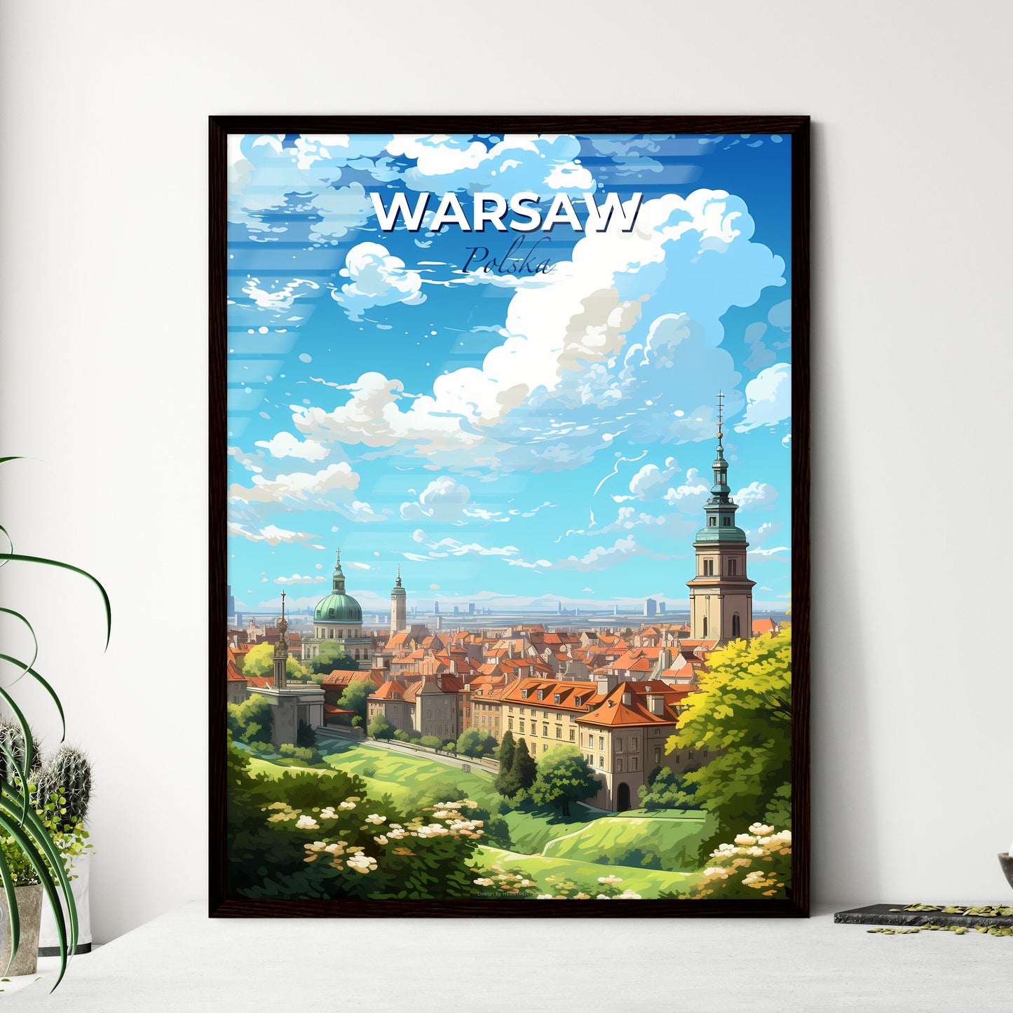 Warsaw Polska Skyline - A City With Many Buildings And Trees - Customizable Travel Gift Default Title
