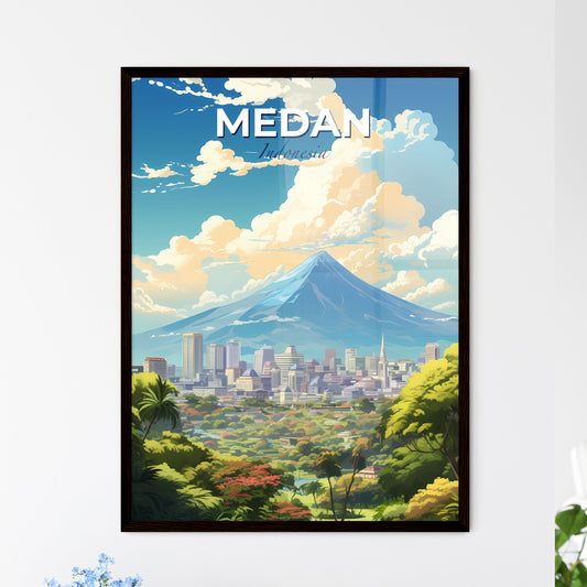 Medan Indonesia Skyline - A Mountain In The Background - Customizable Travel Gift Default Title