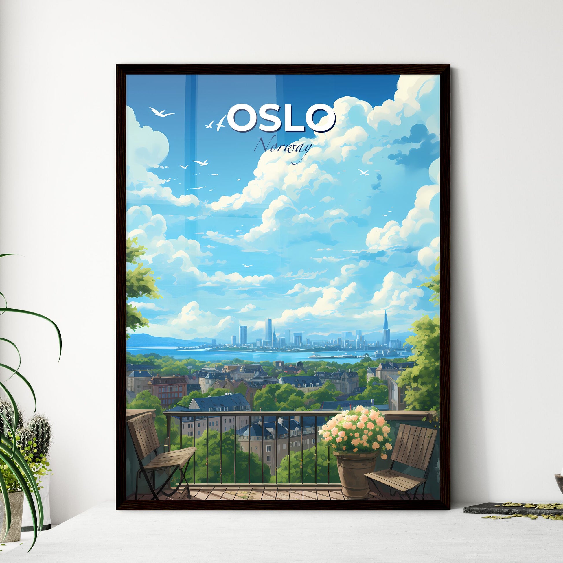 Oslo Norway Skyline - A View Of A City From A Balcony - Customizable Travel Gift Default Title
