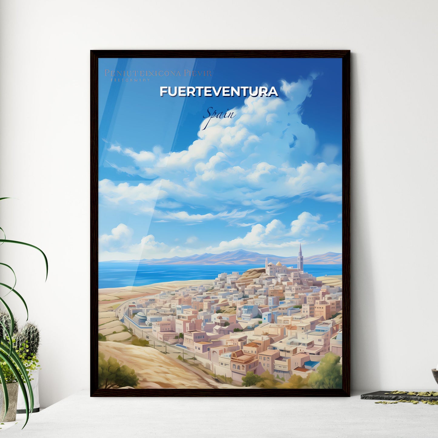 Fuerteventura Spain Skyline - A City On A Hill By The Water - Customizable Travel Gift Default Title