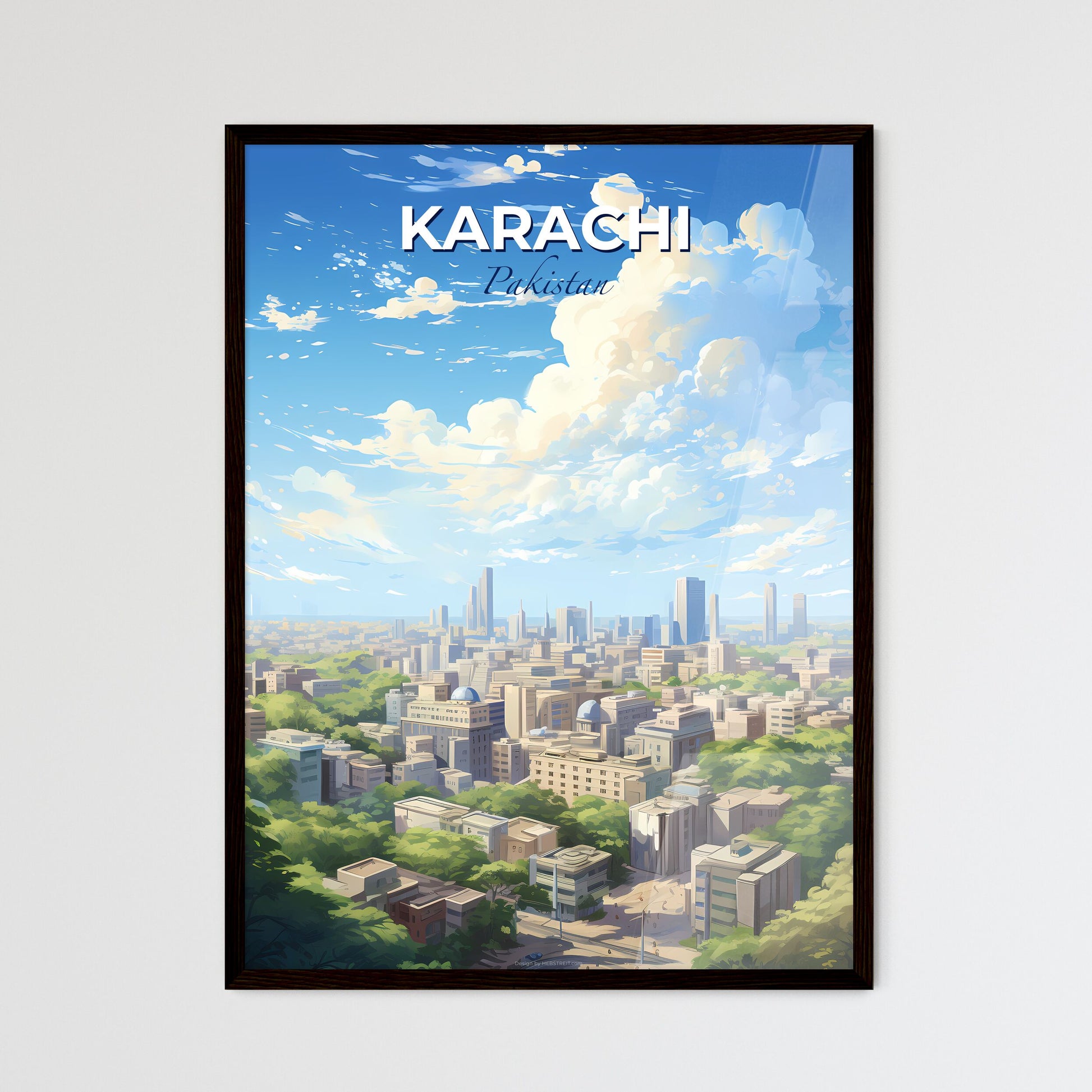 Karachi Pakistan Skyline - A City With Many Buildings And Trees - Customizable Travel Gift Default Title