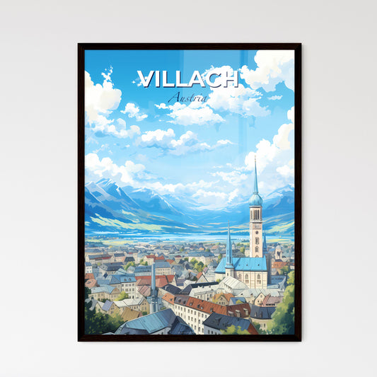 Villach Austria Skyline - A City With A Steeple And Mountains In The Background - Customizable Travel Gift Default Title