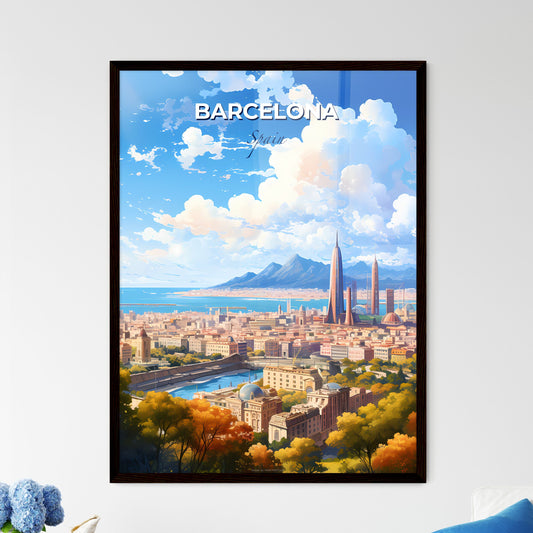 Barcelona Spain Skyline - A City With A River And Mountains In The Background - Customizable Travel Gift Default Title